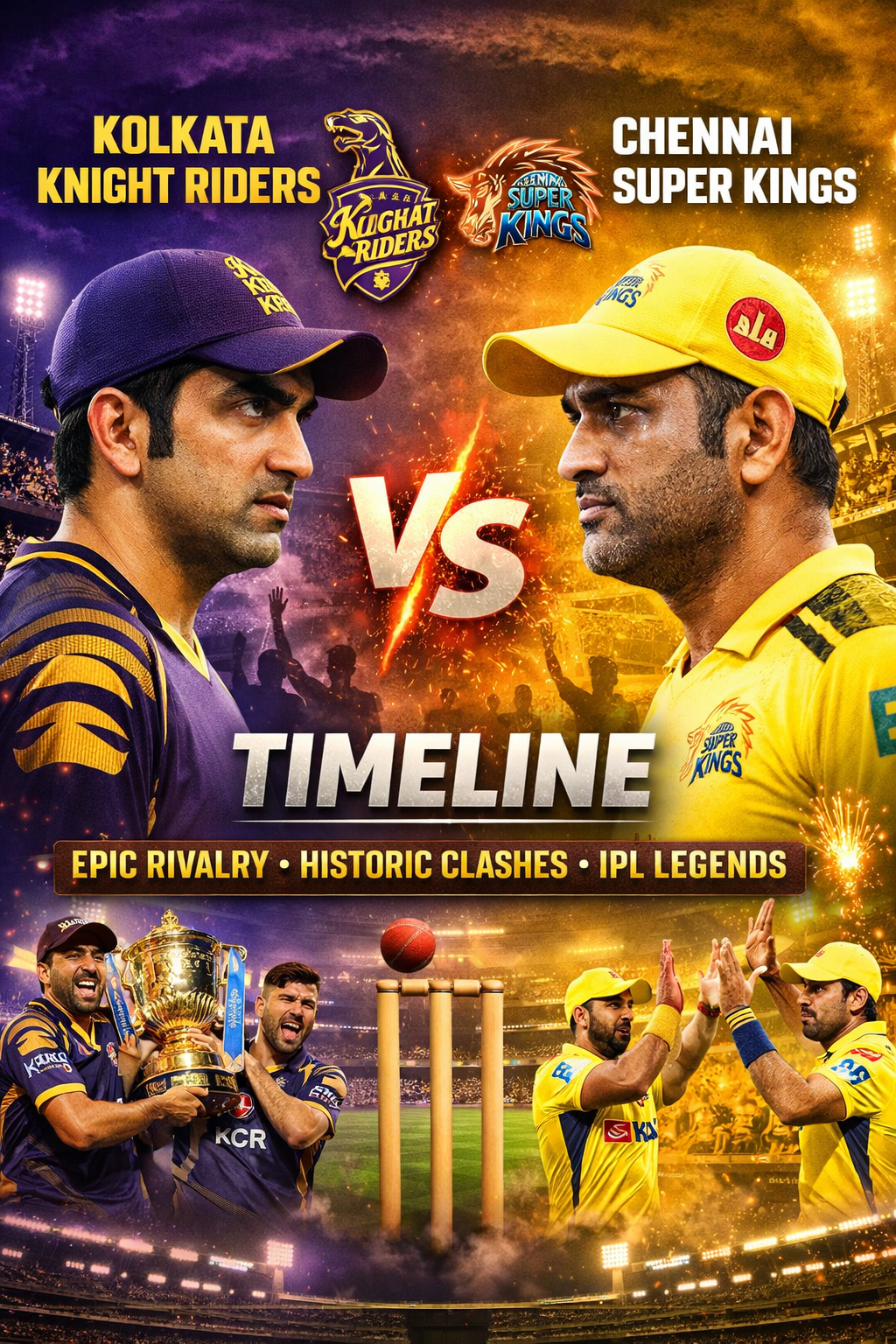 kolkata knight riders vs chennai super kings timeline