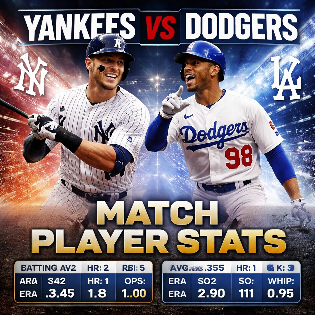 new york yankees vs dodgers match player stats
