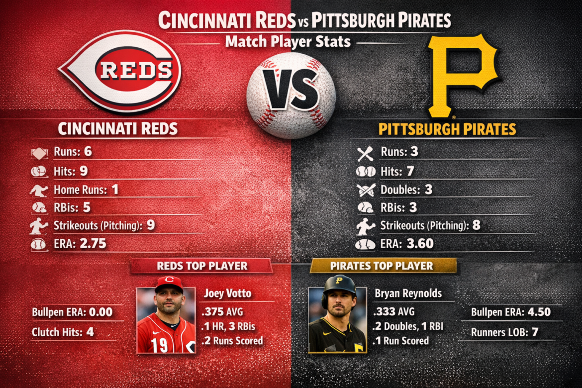 cincinnati reds vs pittsburgh pirates match player stats