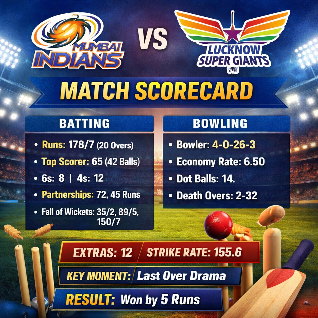 Mumbai Indians vs Lucknow Super Giants Match Scorecard Overview