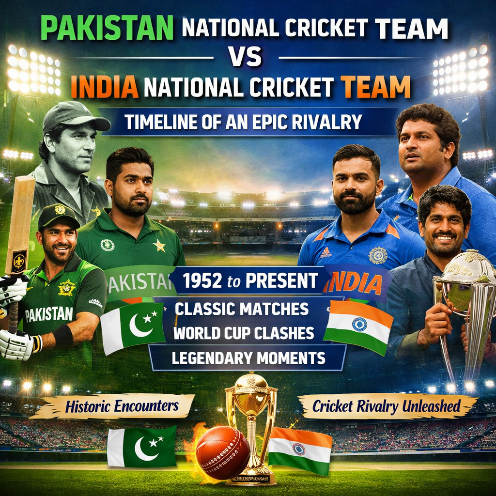 Pakistan National Cricket Team vs India National Cricket Team Timeline