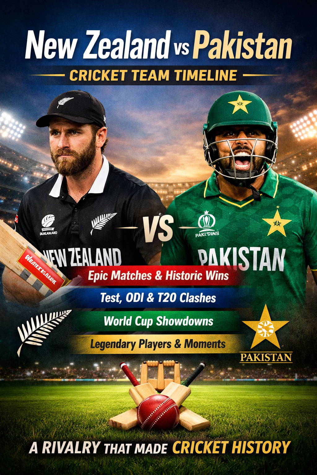 new zealand national cricket team vs pakistan national cricket team timeline