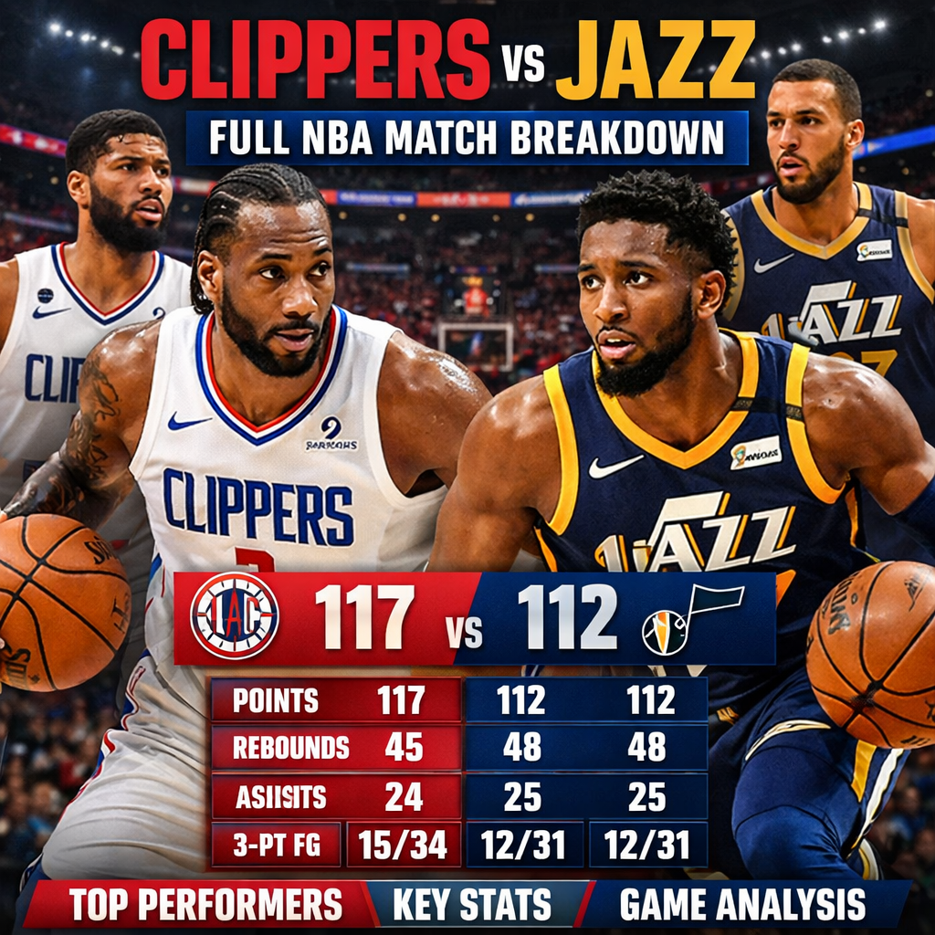 la clippers vs utah jazz match player stats: Full NBA Match Breakdown