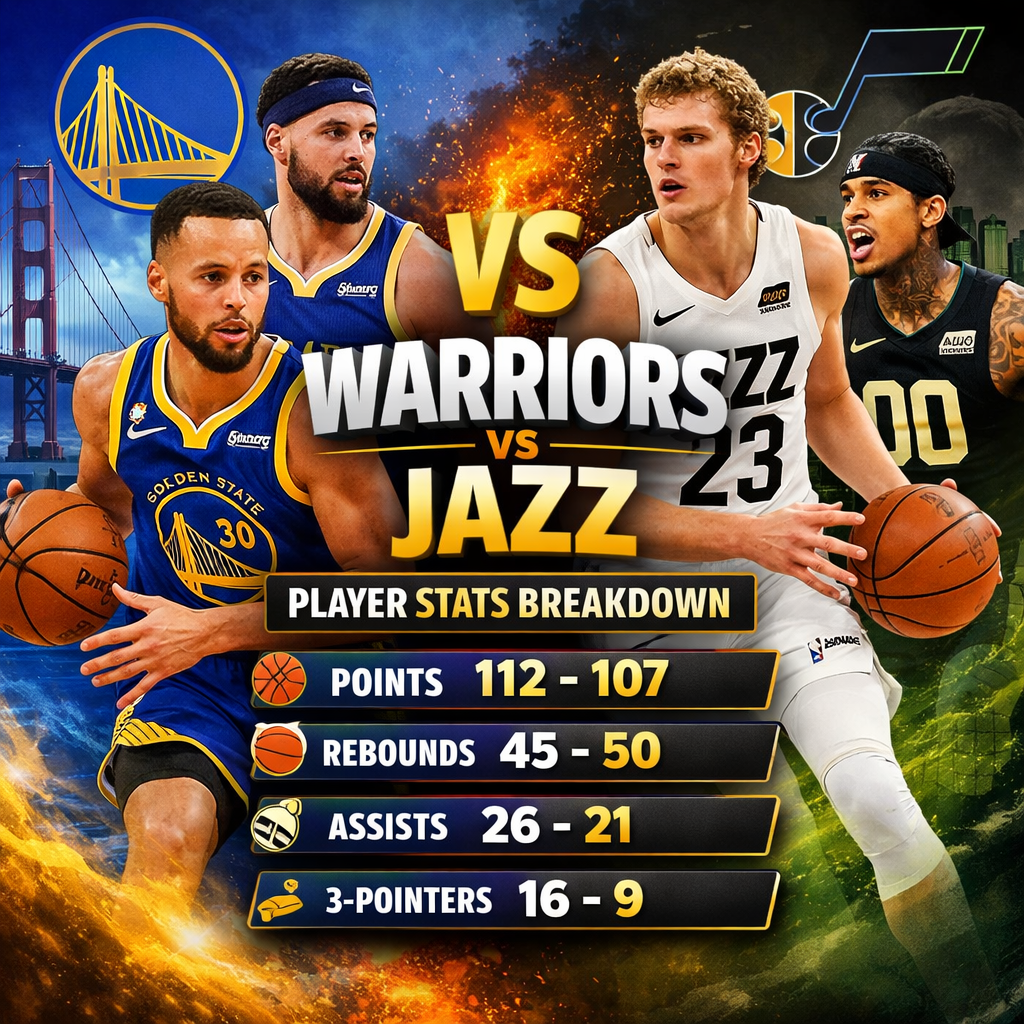 golden state warriors vs utah jazz match player stats