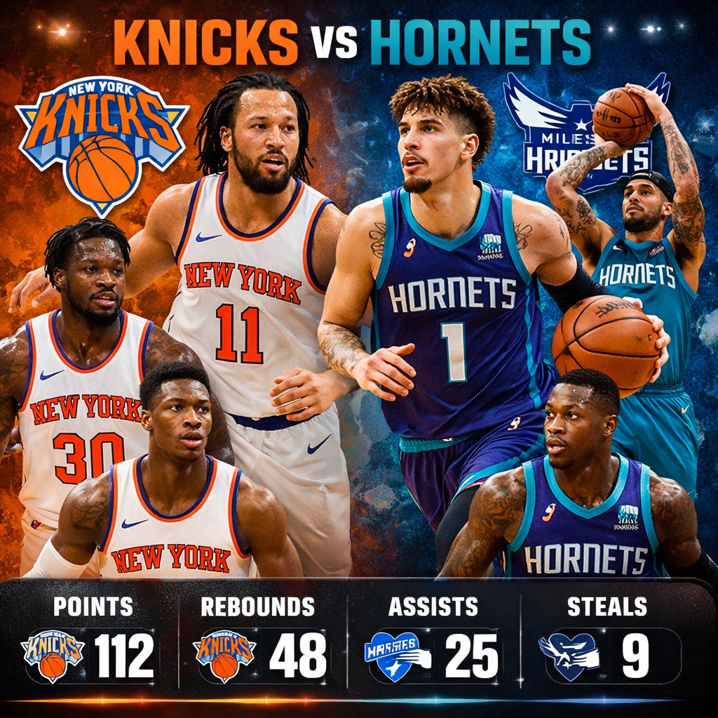 knicks vs charlotte hornets match player stats